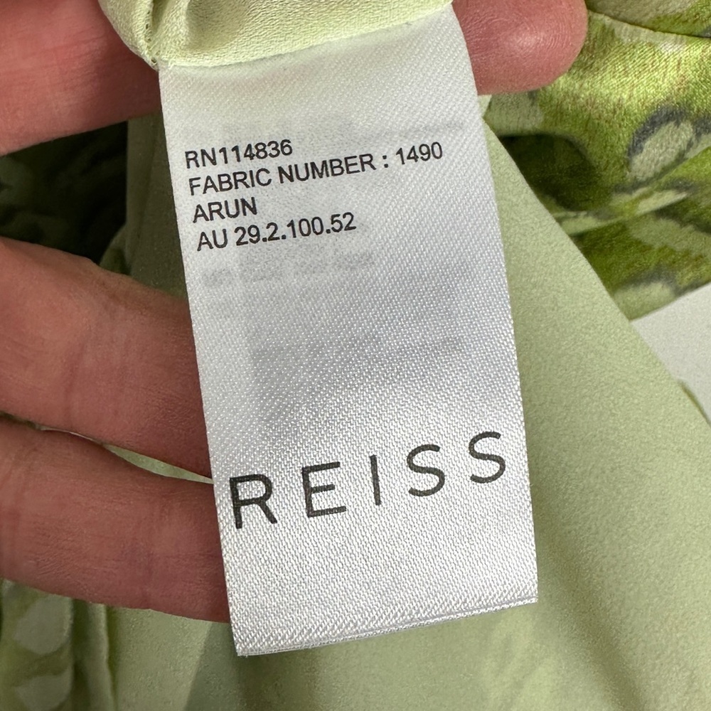 Reiss 100% Silk Arun Green Leopard Print Layer Dress Square Neck Sheath Boho 2 - Picture 13 of 16